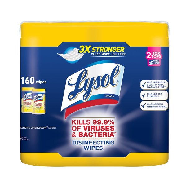 Lysol Lemon & Lime Blossom Scent Disinfecting Wipes 160 ct , 2PK 1920080296